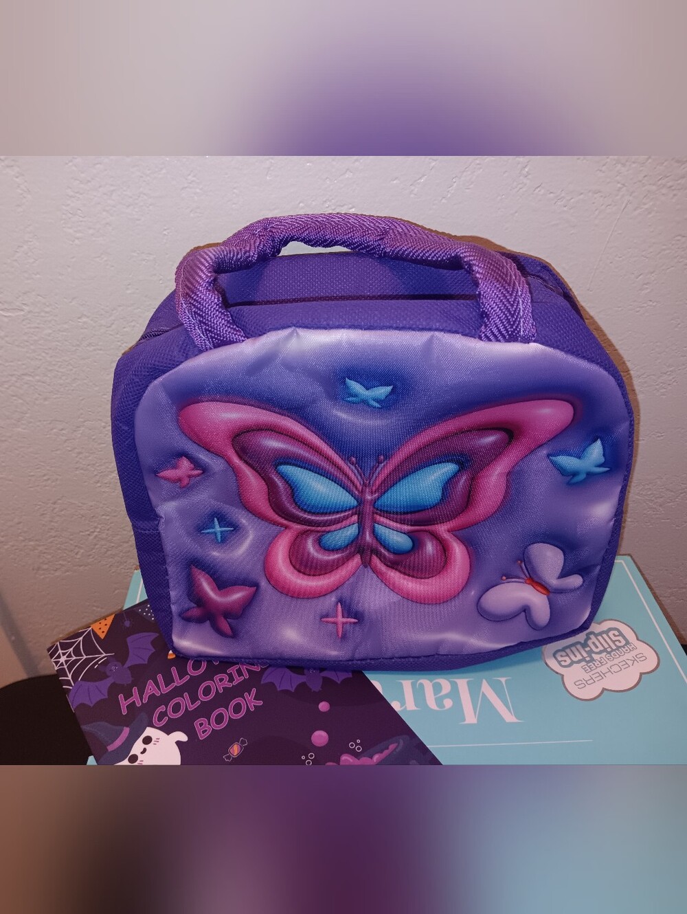 Girls' Purple Butterfly Baby Lunch Bag - Childrens Insulated Tote Plus FREE Cb